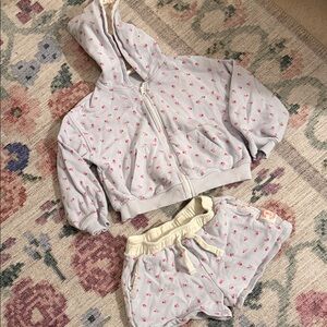 Zara Floral Hoodie and Shorts Set